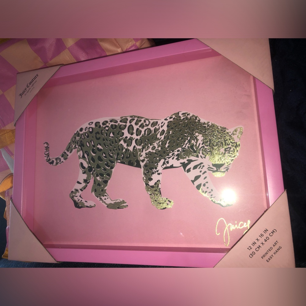 💗 Juicy Couture Pink and Gold Leopard Wall Art